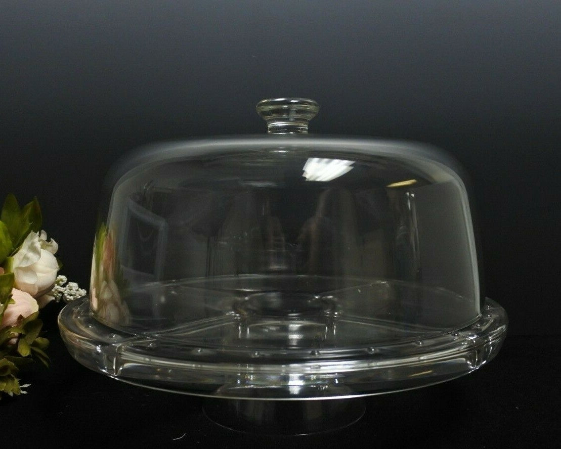 Multiuse Glass Server Punch Bowl,Chip and Dip Bowl, Cake Stand