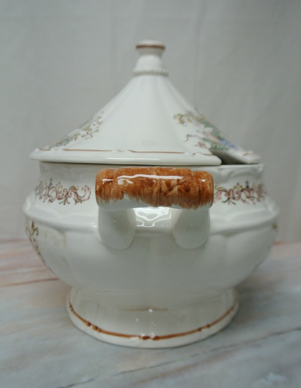 Vintage Soup tureen Harvest Fruit Basket Ceramic Japan No Ladle