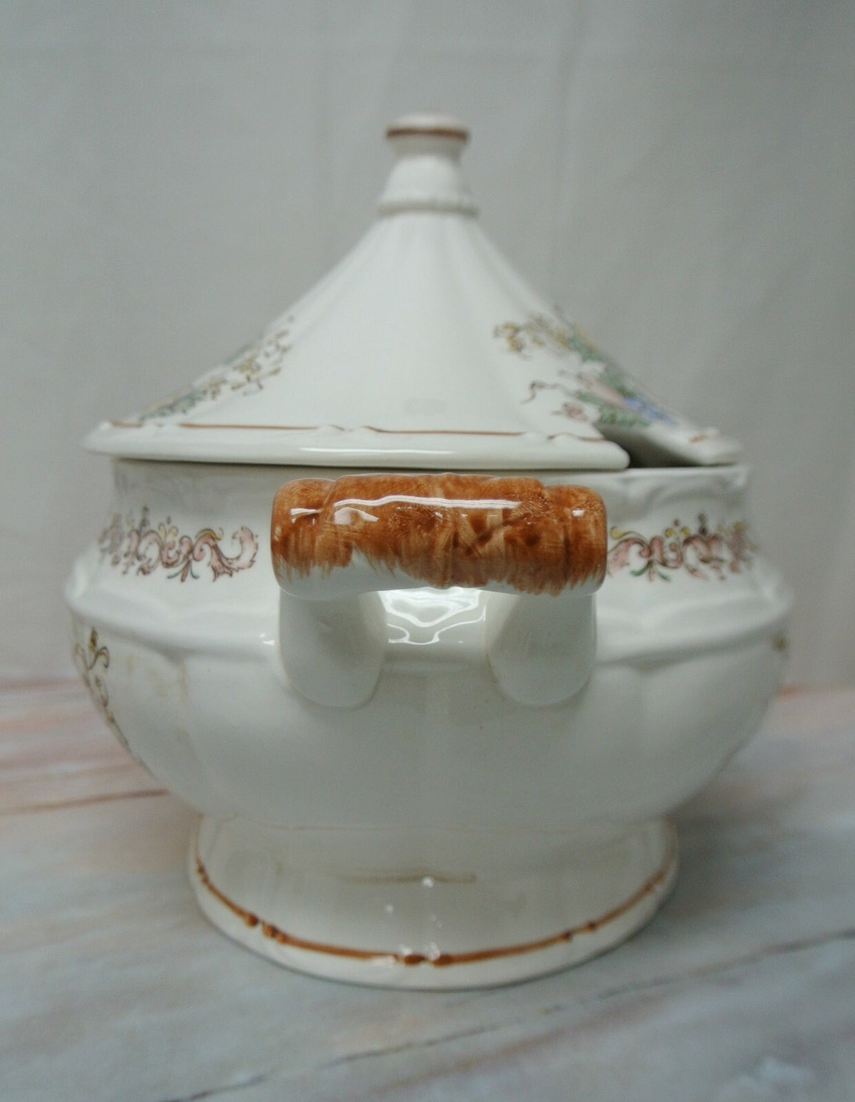 Vintage Soup tureen Harvest Fruit Basket Ceramic Japan No Ladle