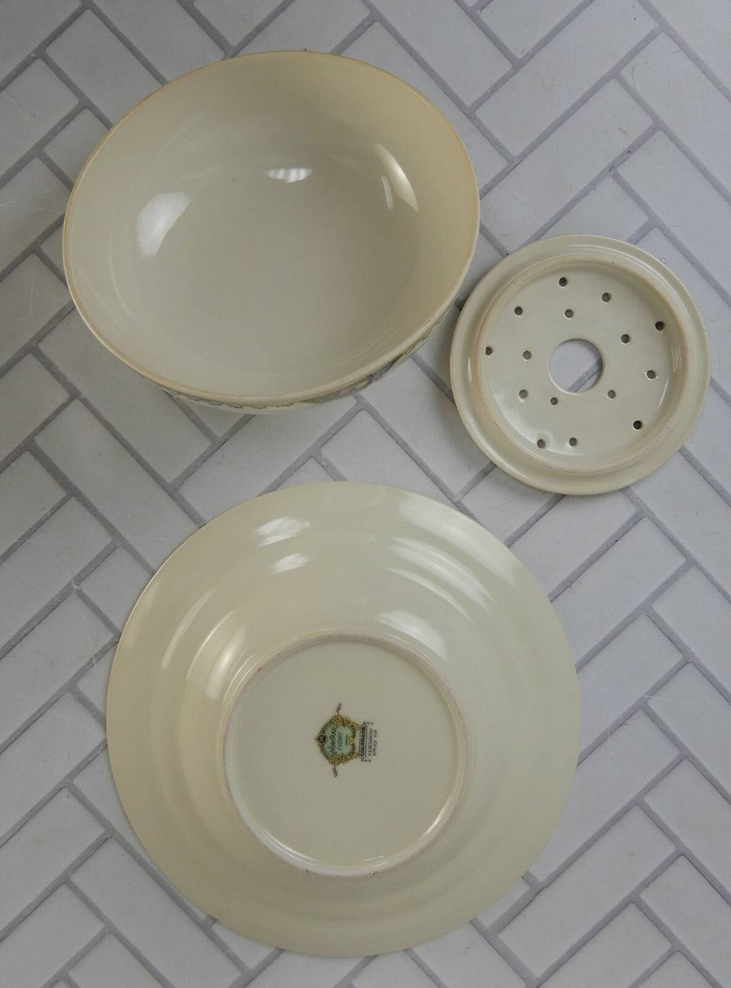 1920 Noritake China Ivory "Colonade" Round Covered Butter Dish