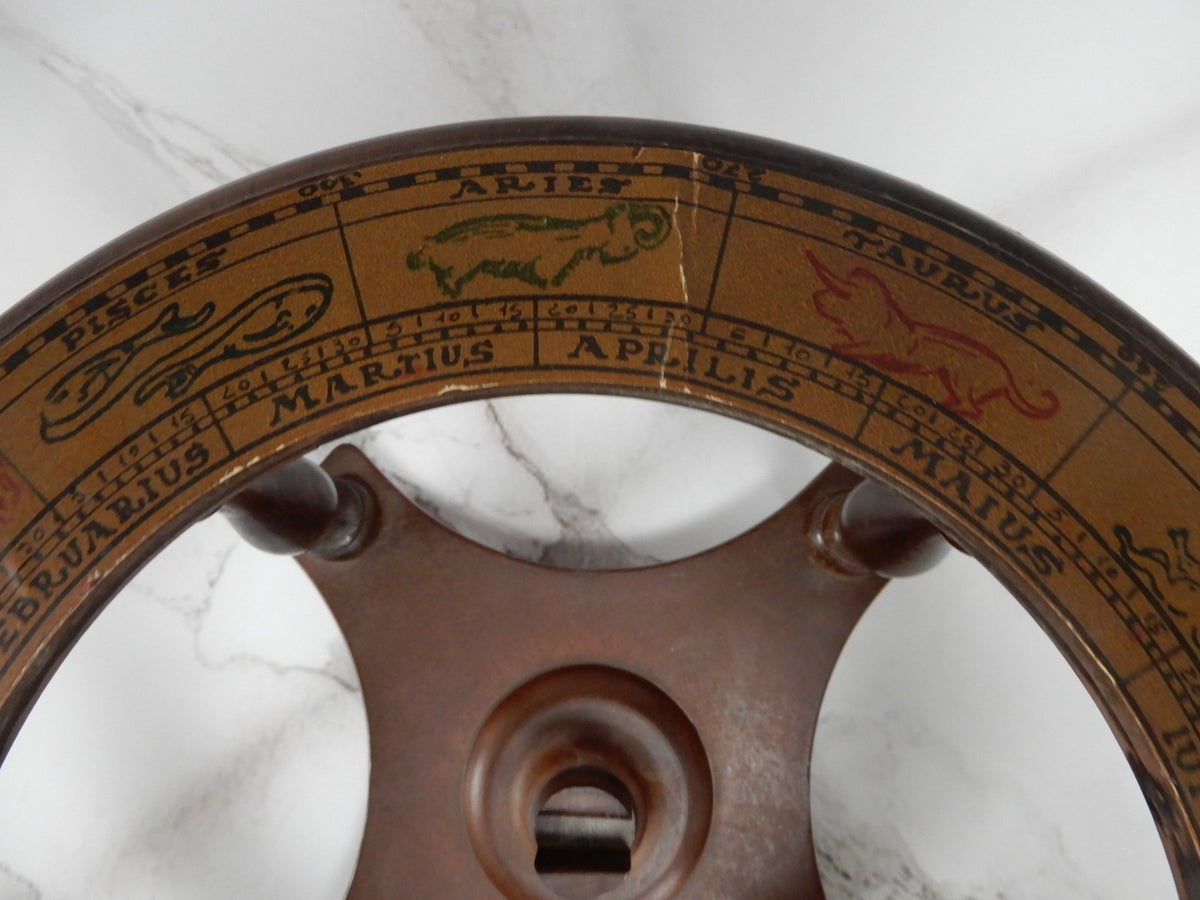 Vtge Italian Zodiac Celestial Globe Wood Stand Made in Italy Old World Decor 10"