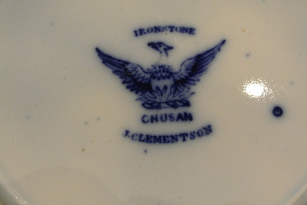 Antique Flow Blue Ironstone: J. Clementson "Chusan" -9-3/8" Plate 19th cent.