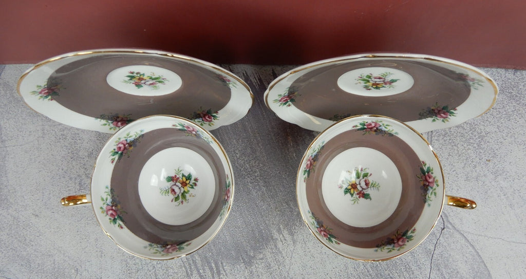 Set of Two Vintage Royal Sutherland Fine Bone China Cup and Saucer Set England