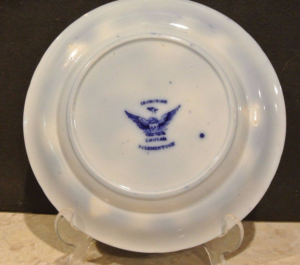 Antique Flow Blue Ironstone: J. Clementson "Chusan" -9-3/8" Plate 19th cent.
