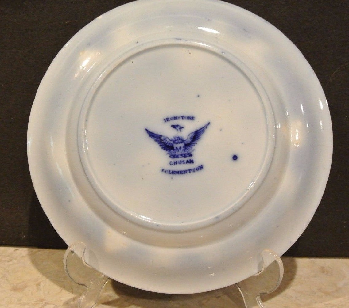 Antique Flow Blue Ironstone: J. Clementson "Chusan" -9-3/8" Plate 19th cent.