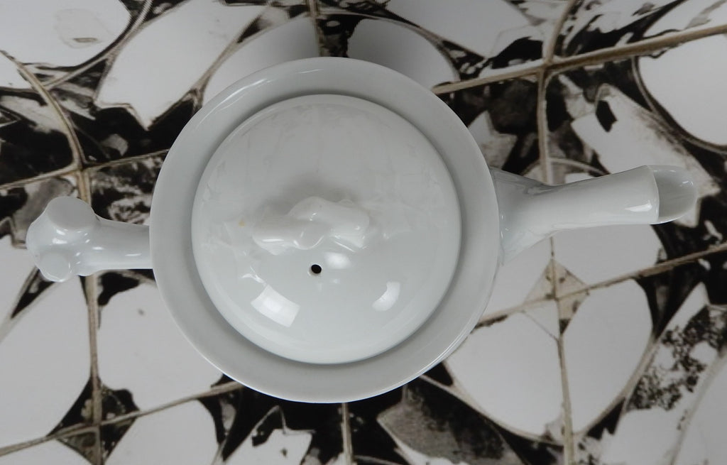 Vintage D&Co. France White Ironstone Embossed Coffee Pot