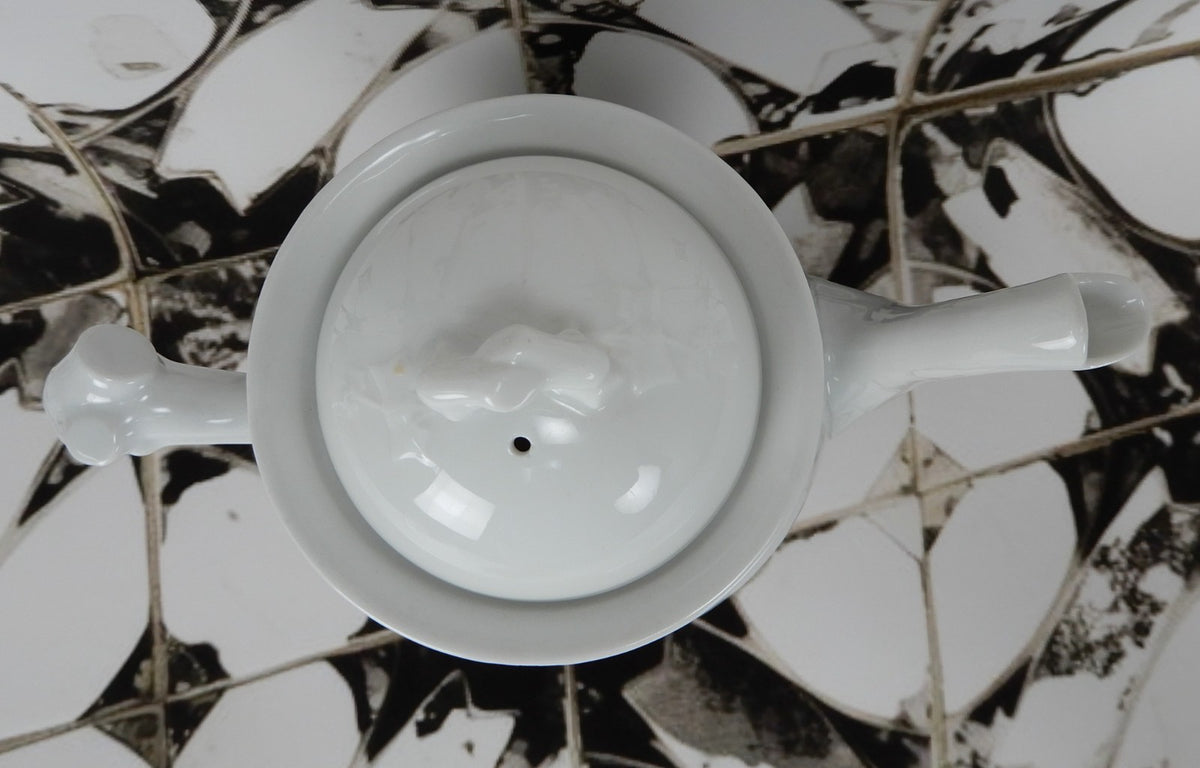 Vintage D&Co. France White Ironstone Embossed Coffee Pot