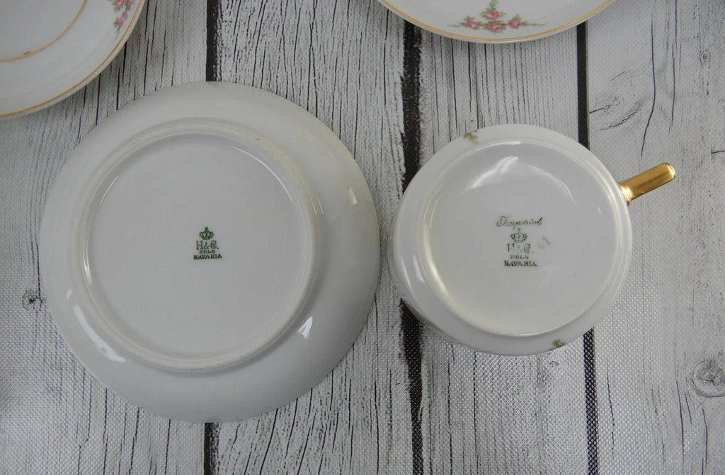 32 Pieces 8-Piece 4 Place Setting Heinrich H&Co Bavaria "Rosalinda" Pink Flowers