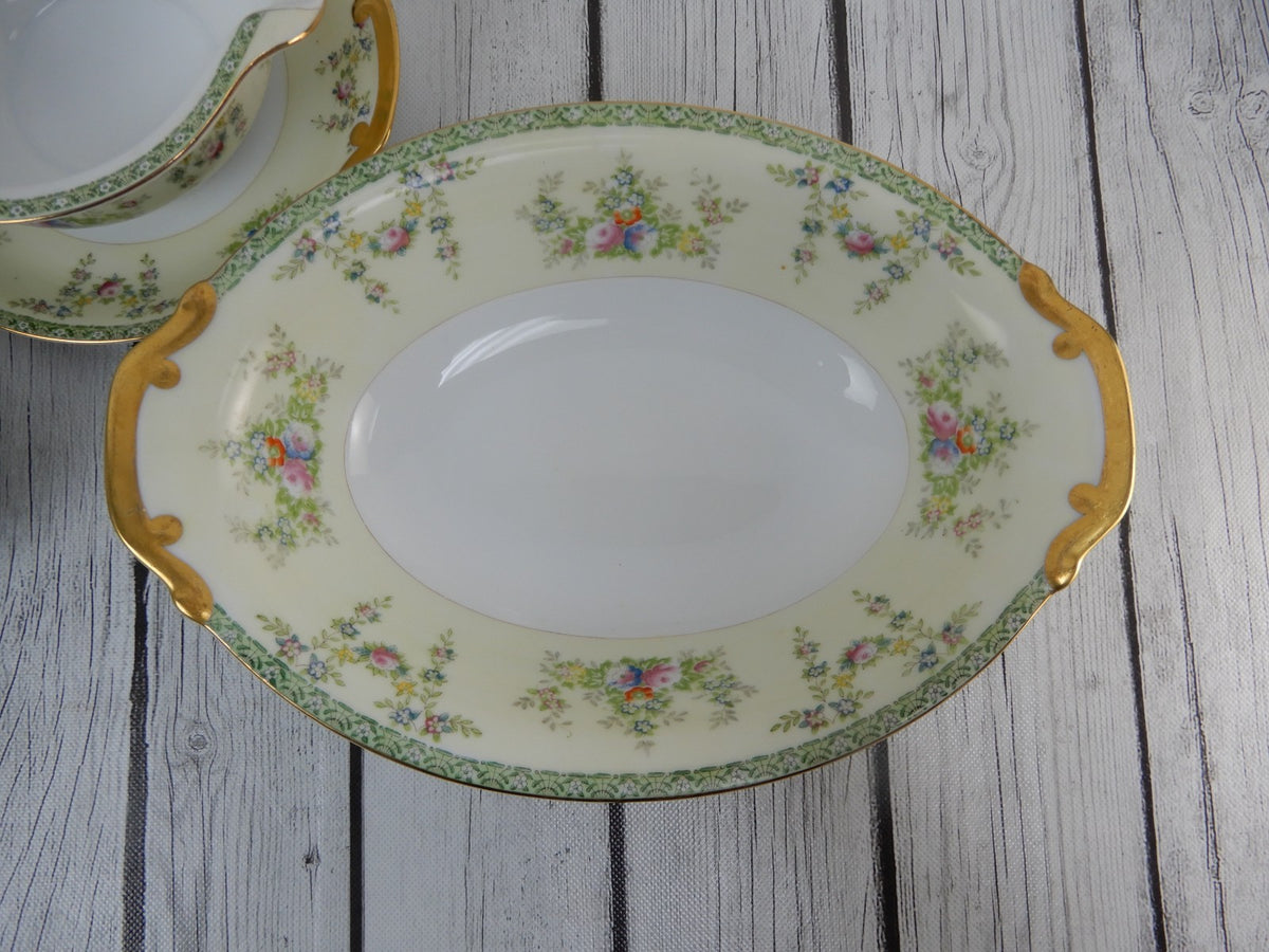 Vtg. Meito China Hand Painted Floral Oval Bowl,Relish Dish, Gravy Bowl