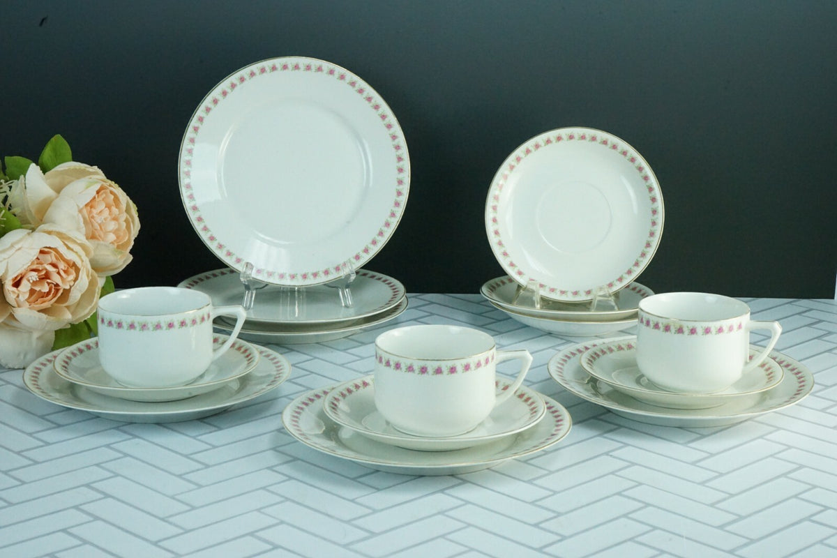 15 Piece China Setting J&C Bavaria Floral China Desert Plate, Cup and Saucer