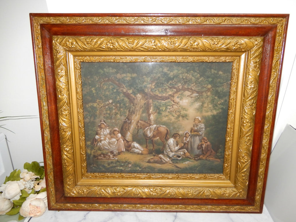 Vintage Print of  Travellers St. Paul's Churchyard With Ornate Picture Frame
