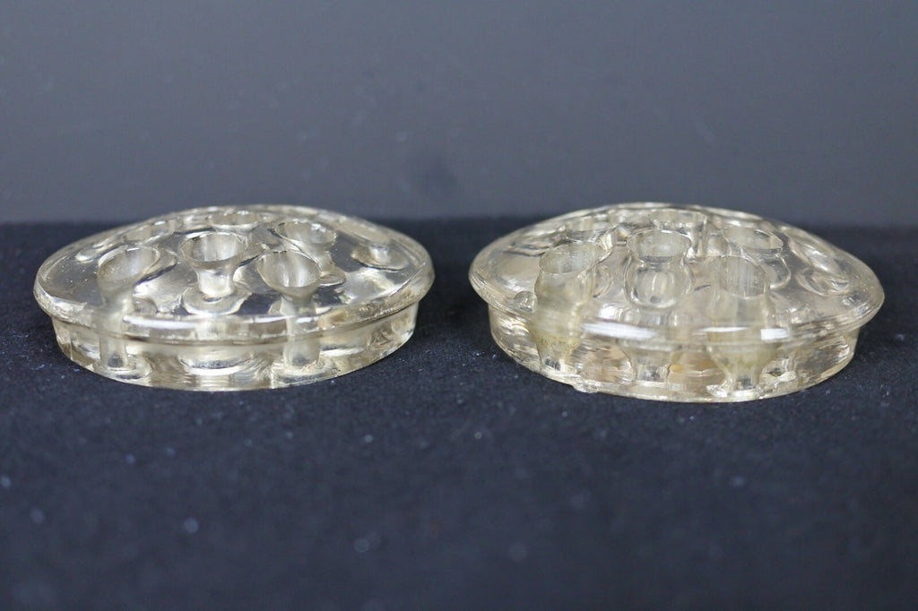 Lot Of 2 Vintage Clear Glass Flower Frog Stem Holders Floral Arranging 11 Holes