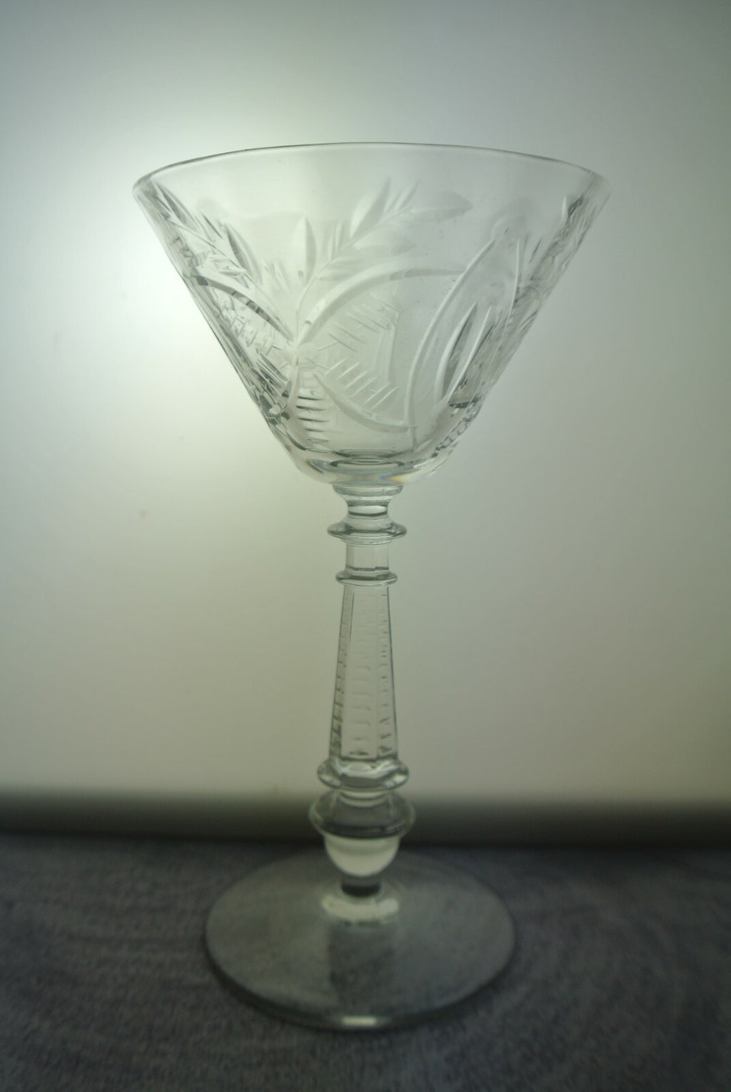 Lot Of 7 Clear Etched Pattern Cordial Glasses *CHIPPED*