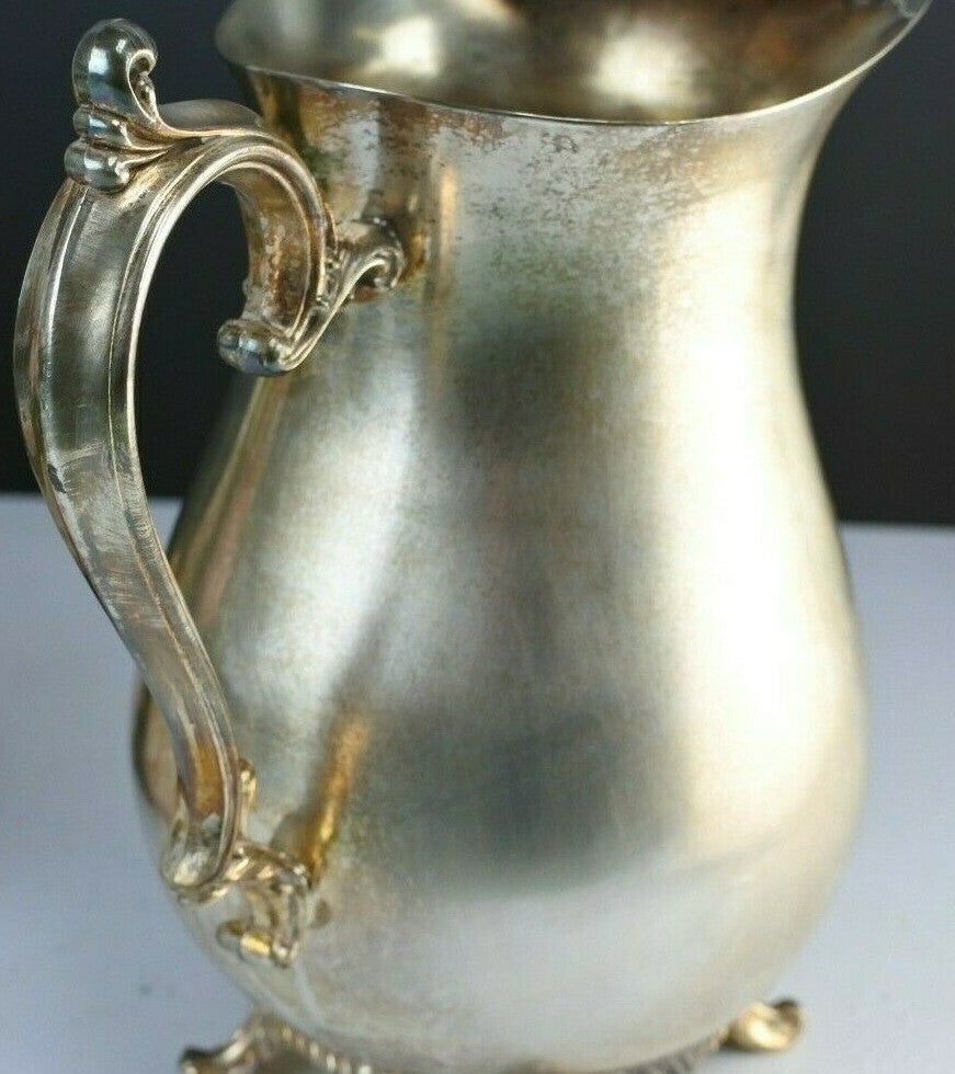 WM Rogers Silverplate Water Pitcher Footed Stand Vintage And Ice Guard 817