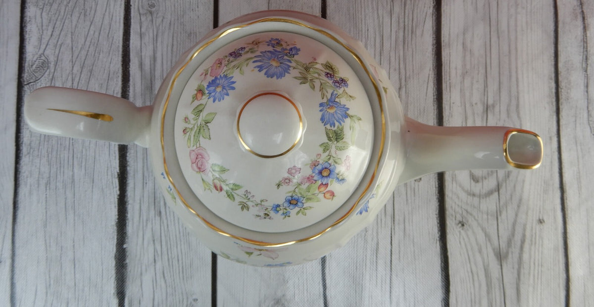 Vintage Crown Dorset Staffordshire England Tea Pot Spring Window Scene