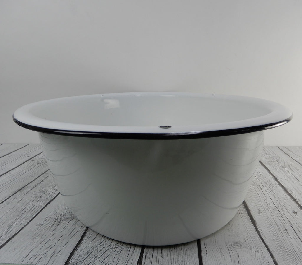 Vintage White Enamelware Oval Basin Wash Tub Bath Planter,Baby Wash 25-1/2" Long