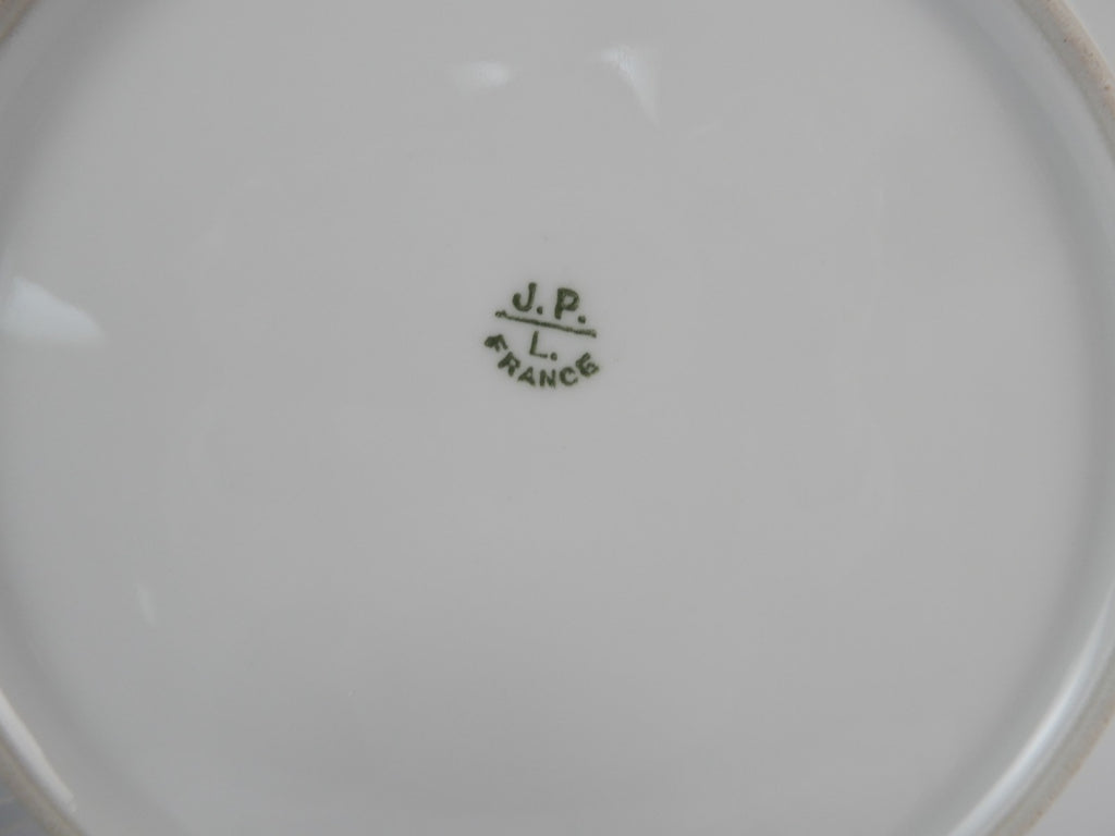 J.P. L. France Blue Forget Me Not Hand Painted Set of Five 9" Luncheon Plates
