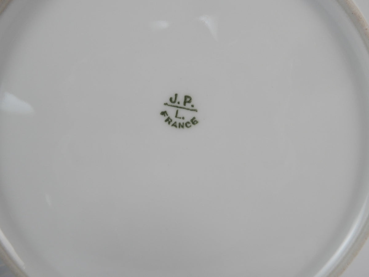 J.P. L. France Blue Forget Me Not Hand Painted Set of Five 9" Luncheon Plates