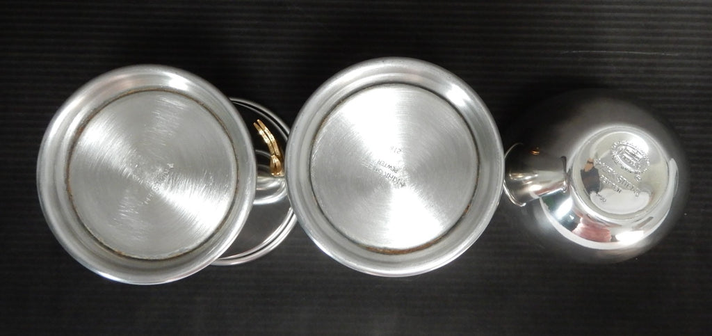Kirk Stieff English Pewter 2 Julep Cups  and one Jefferson Cup w/Gold Ducks