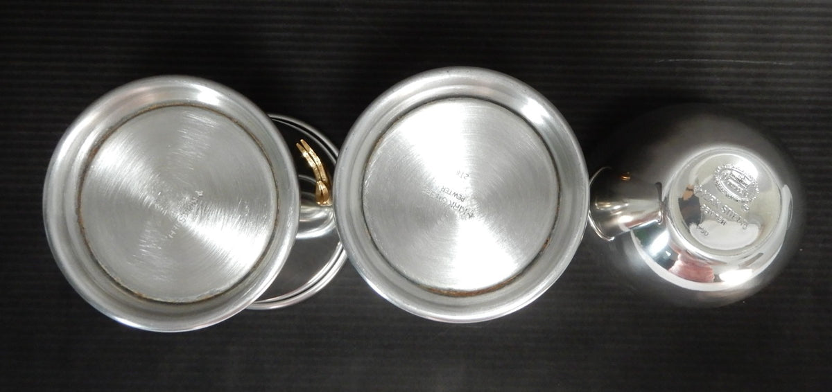 Kirk Stieff English Pewter 2 Julep Cups  and one Jefferson Cup w/Gold Ducks