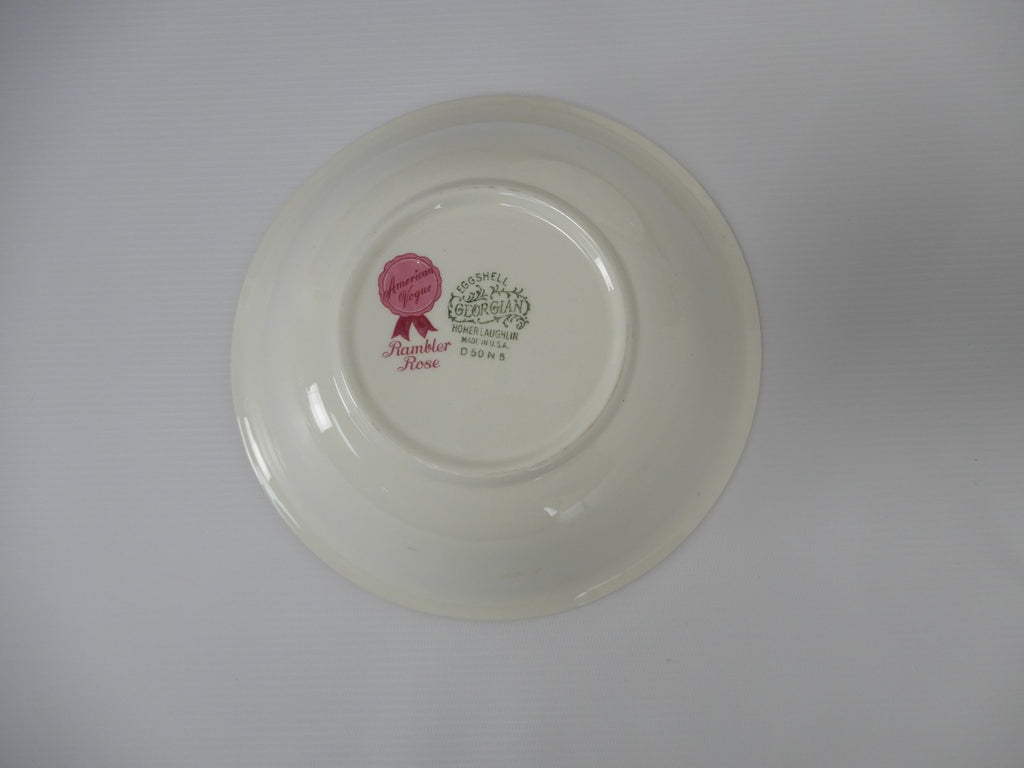 Vtg. Homer Laughlin Eggshell Georgian Rambler Rose Platter, Bowl,Sugar & Creamer