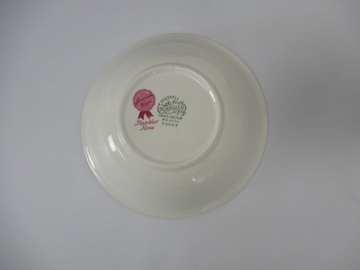 Vtg. Homer Laughlin Eggshell Georgian Rambler Rose Platter, Bowl,Sugar & Creamer