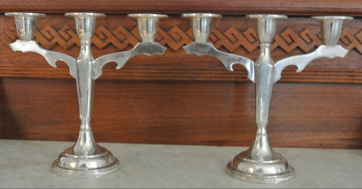 Antique Silver Plated Sheets Rockford S Co. 1875  Candle Holders -