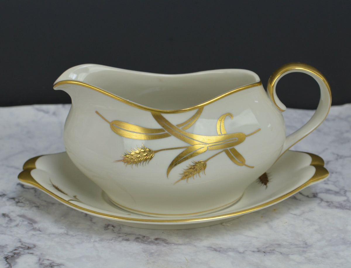 Vtge Gravy Boat & Underplate Norleans Midas Harvest Wheat China Occupied Japan