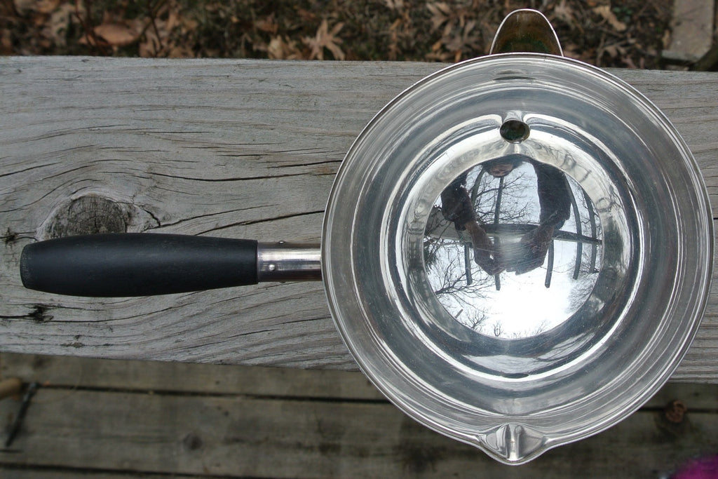 Hans Jensen Silver Plated 2 Spout With Wood Handle Bowl Made in Denmark