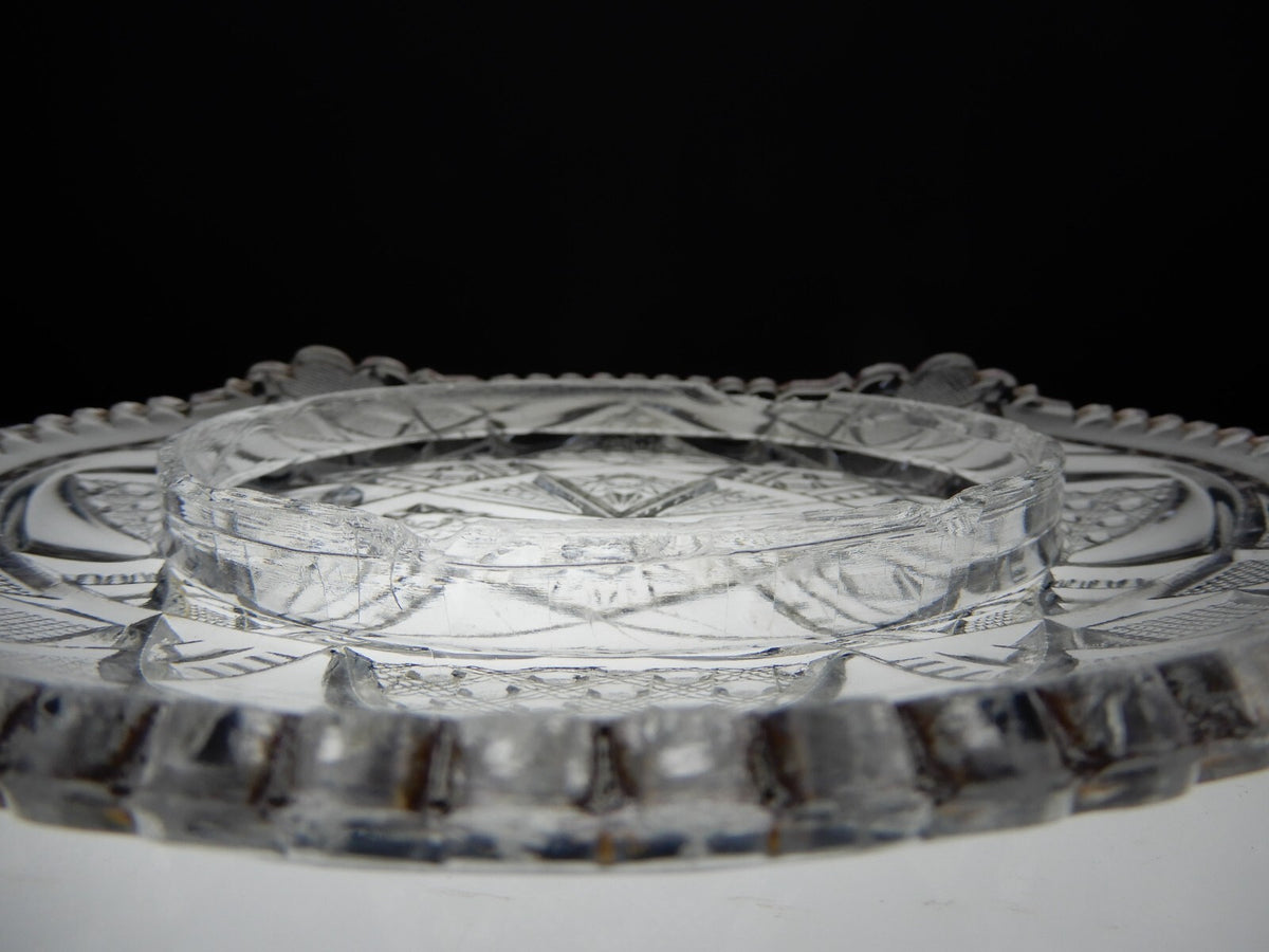 Vintage Clear Press Glass Lidded Round Butter Dish Gold Rims