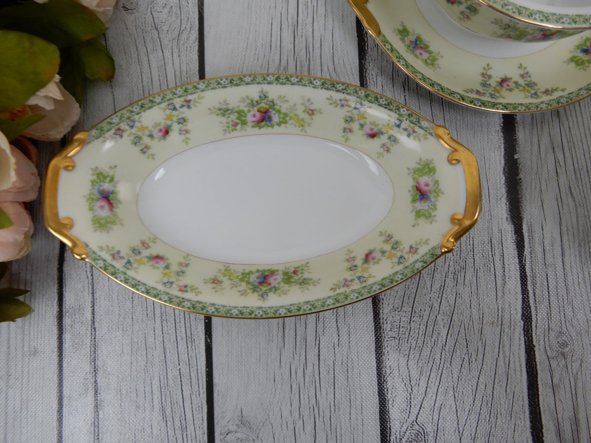 Vtg. Meito China Hand Painted Floral Oval Bowl,Relish Dish, Gravy Bowl