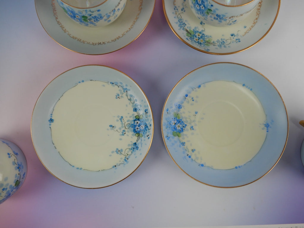 4 Pc. Stouffers Hand Decorated Blue Forget Me Not~ Cups and Saucers