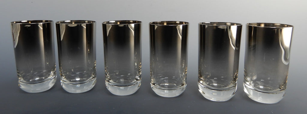 Vintage Dorothy Thorpe Fade Silver Band 6 Juice Glasses Hold 5oz