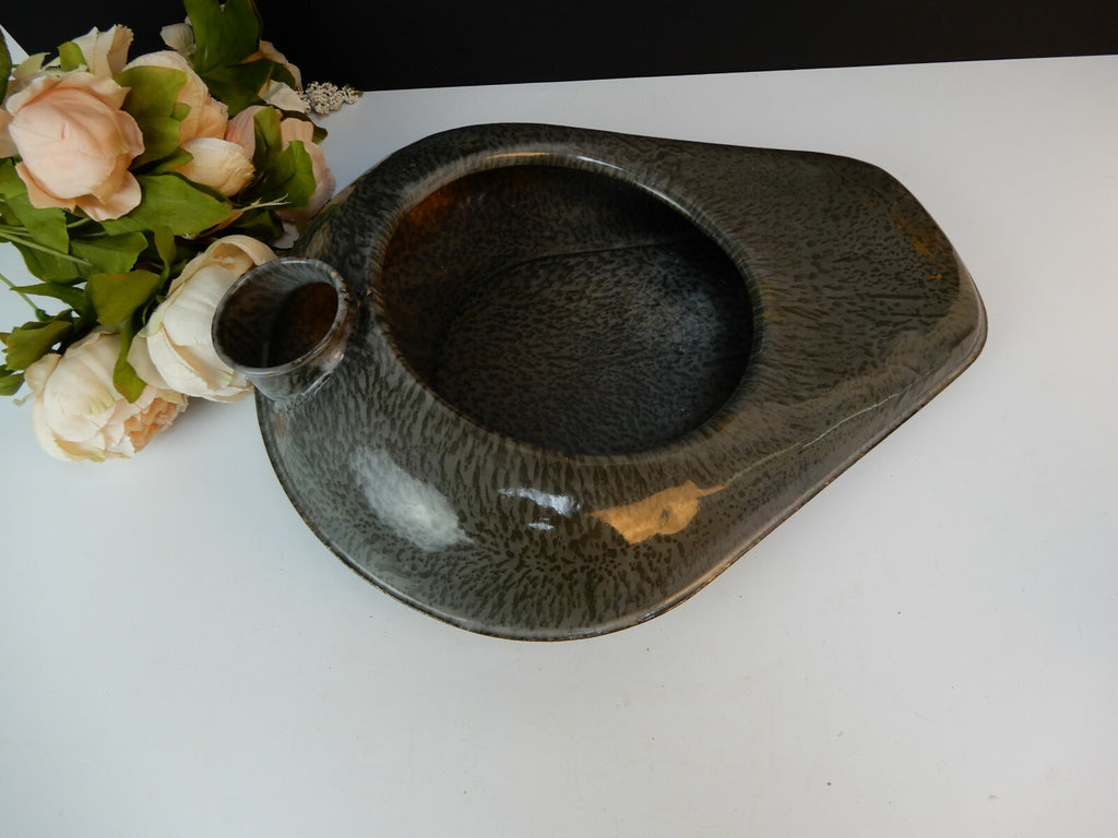 Vtge Grey Enamelware Graniteware L & G Mfg Co Hospital Bed Pan Farmhouse Decor