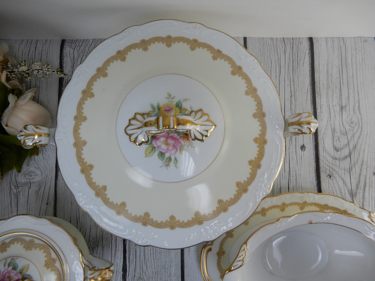 Vintage Noritake China "Schenley " Lidded Serving Bowl,Gravy Boat,Sugar Bowl