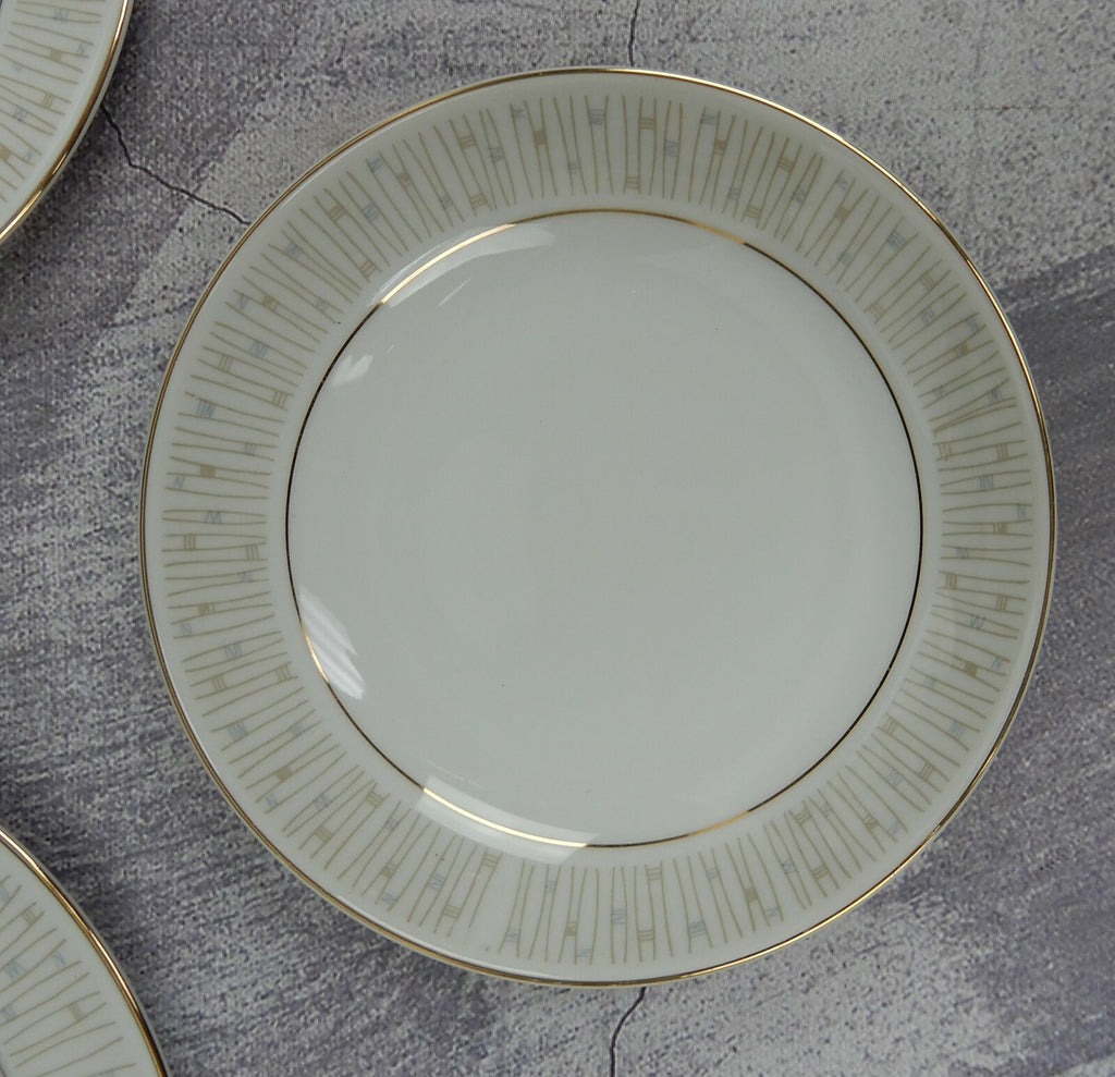 Mikado Malay Gold & Gray 5 Piece Two Salad,Two B/B Plates and One Cereal Bowl