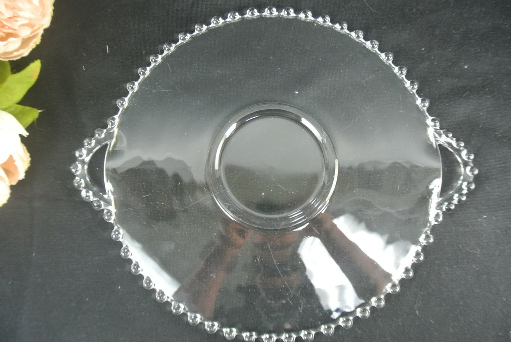 Set of Two Vintage Imperial Candlewick Glass Sandwich Trays with Handles