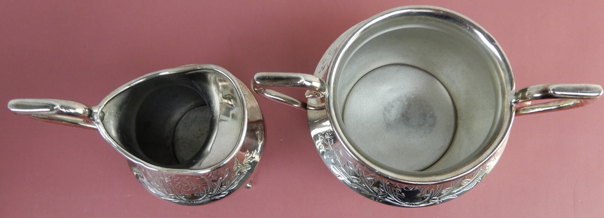 Vintage Atkinson Bros Silver-Plated Creamer and Sugar Bowl