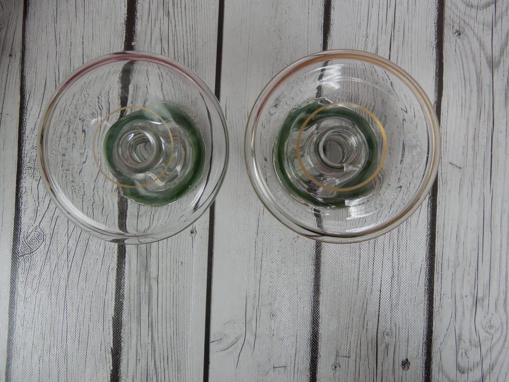 Indiana Glass Co Enamel Hand Painted Vegetable Serving Bowl w/ Candle Holders