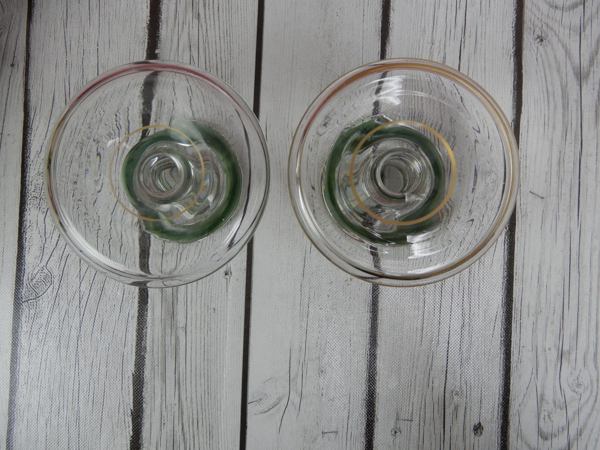 Indiana Glass Co Enamel Hand Painted Vegetable Serving Bowl w/ Candle Holders