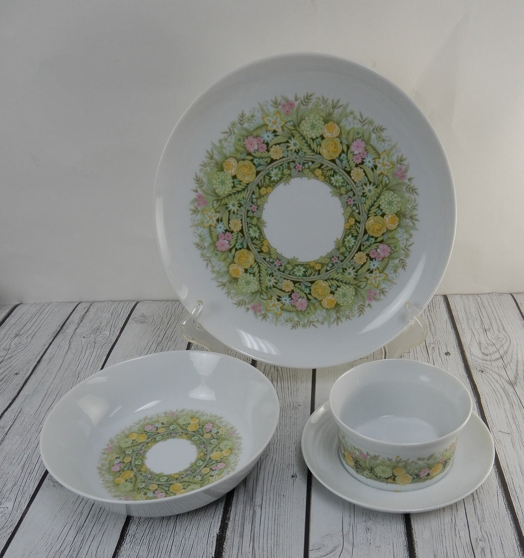 Noritake Younger Image "BIMINI" 6923 Pattern Gravy Boat,Chop Plate,Round Bowl