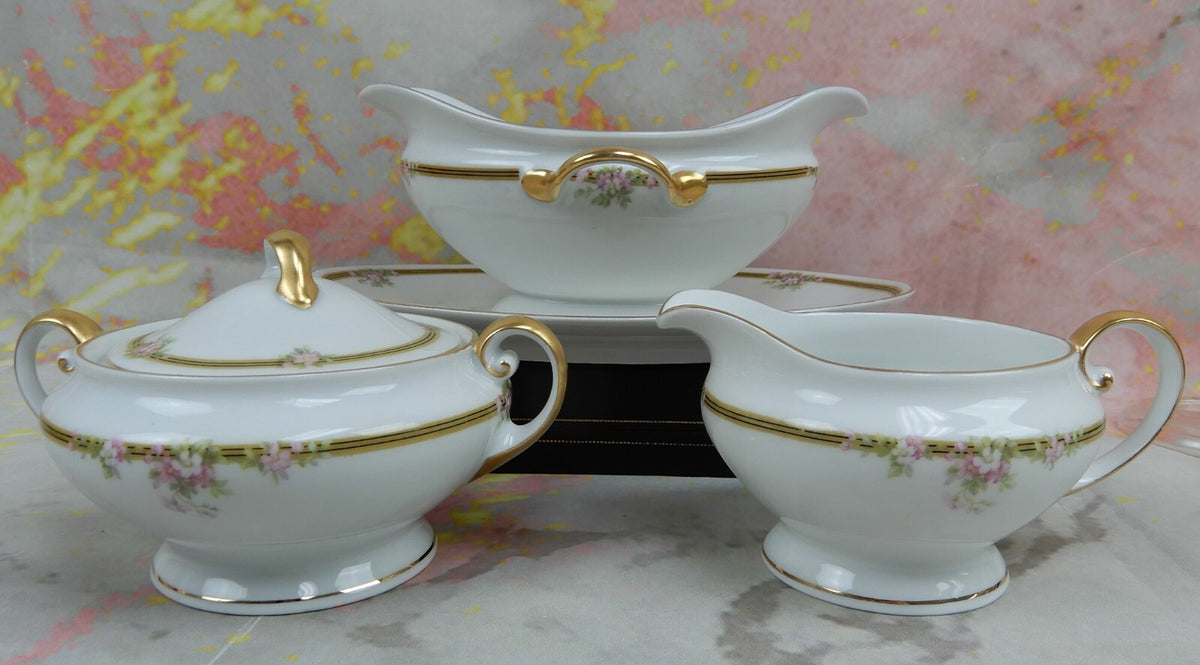 Vintage Tirschenreuth Bavaria Kingston Creamer,Sugar Bowl,Gravy Boat