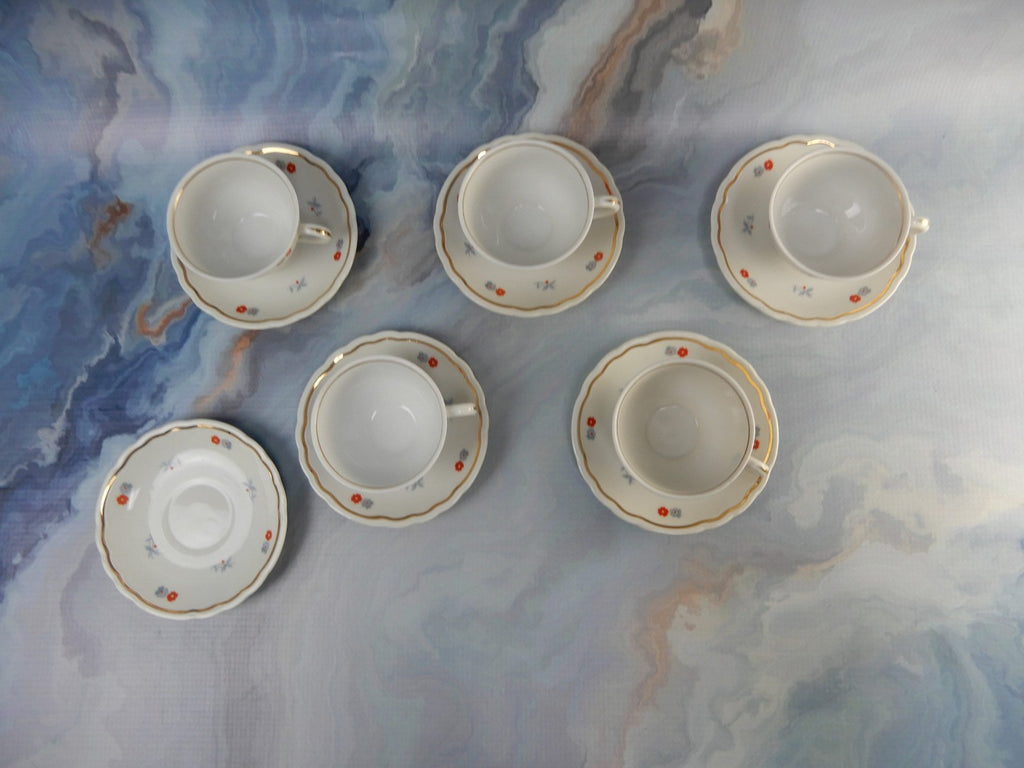 Richard Ginori Demitasse Cups and Saucers Set: Floral Italian Decor