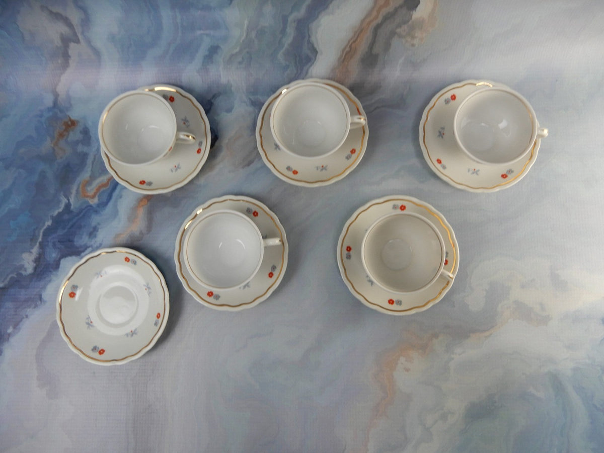 Richard Ginori Demitasse Cups and Saucers Set: Floral Italian Decor