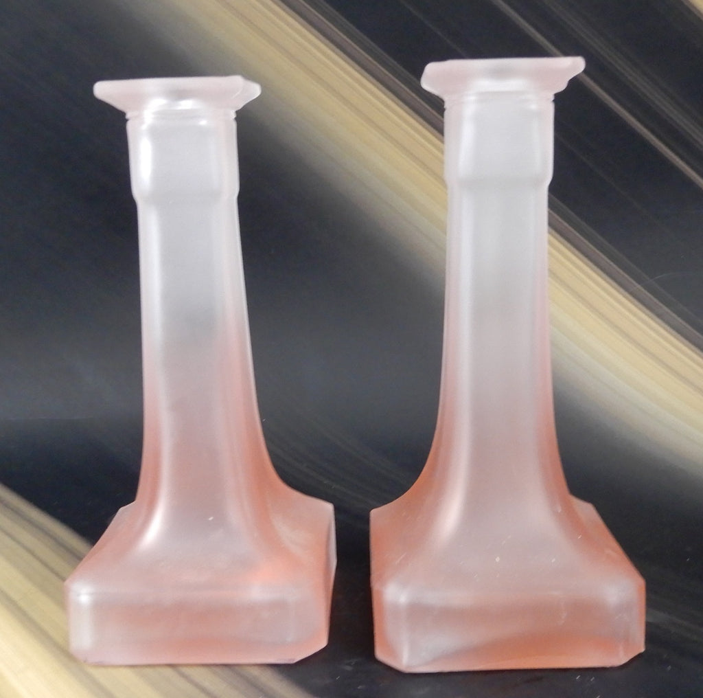 Taitu Italy Pink Frosted Blush Glass Taper Candleholder
