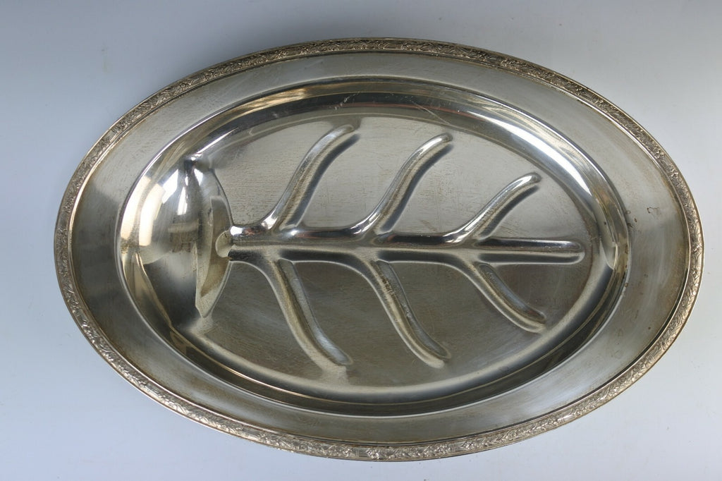 Oneida Ashby Footed Meat Tray With Well Vintage  Silverplate