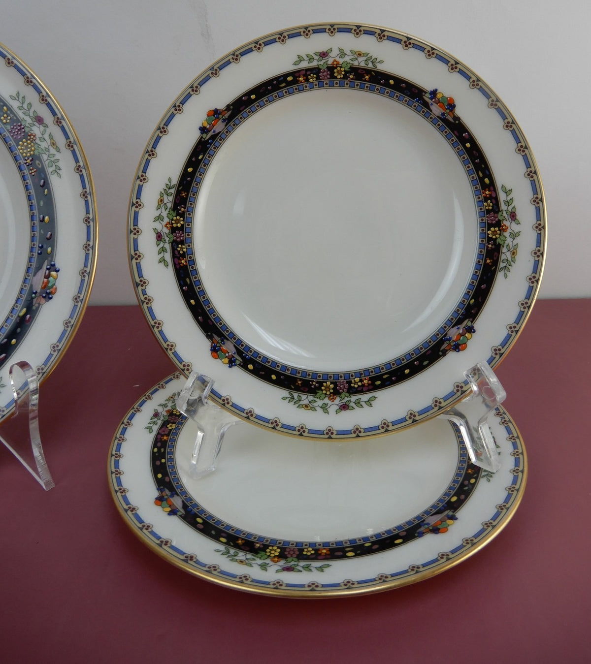 Set of One Salad Plate ,Two B/B Plates Lenox Coronado Pattern with Enamel