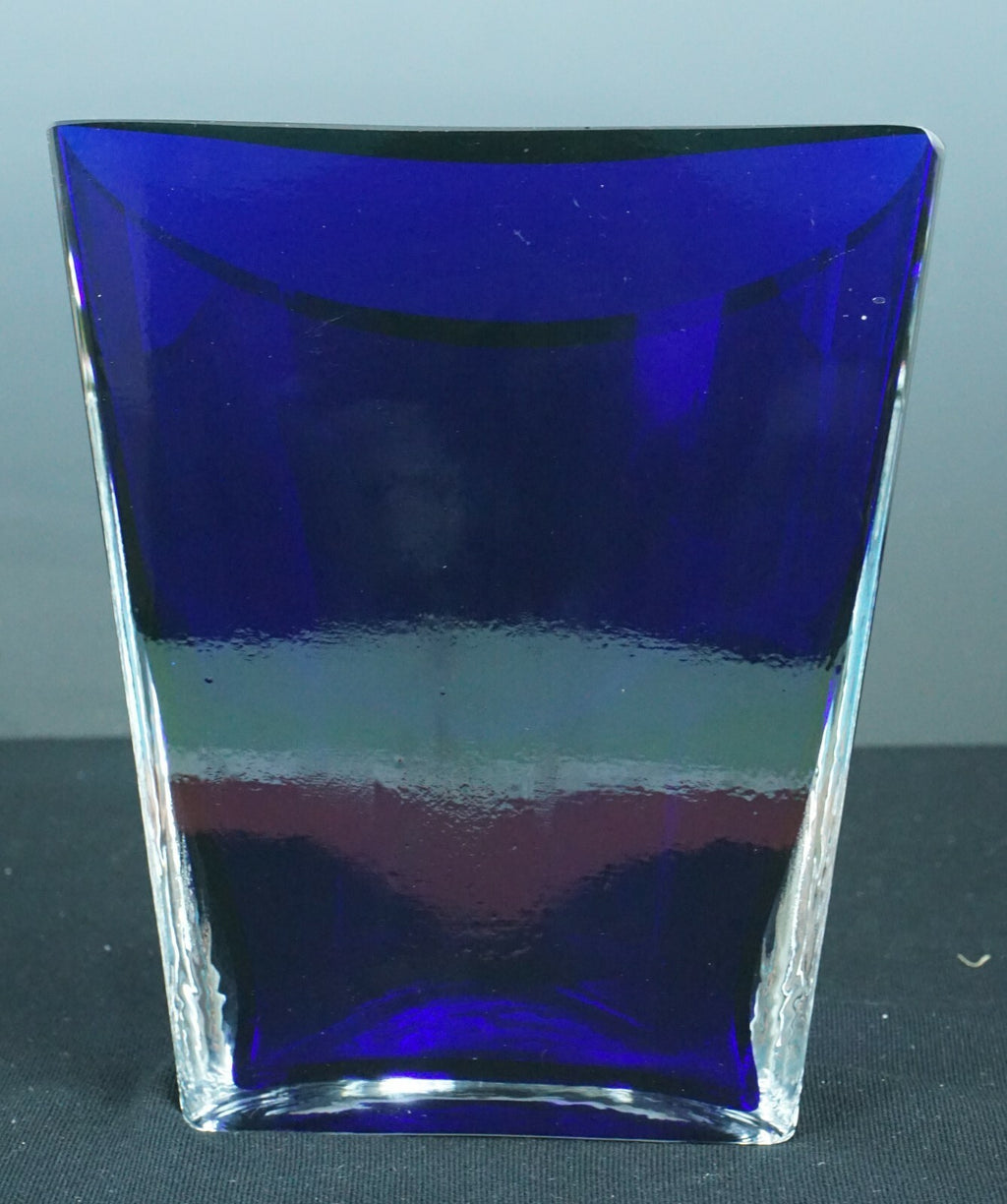 Vintage Cobalt Blue Glass Pocket Shape Vase Home Decor