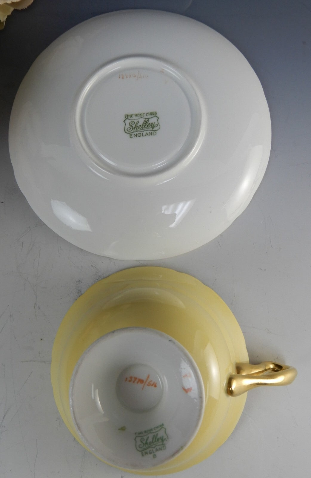 Shelley "Fruit Orchard" Center Yellow Cup & Saucer 13770 English Fine Bone China