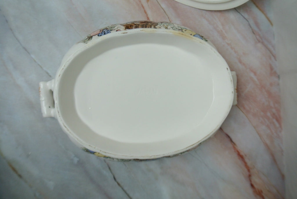 Vintage Soup tureen Harvest Fruit Basket Ceramic Japan No Ladle